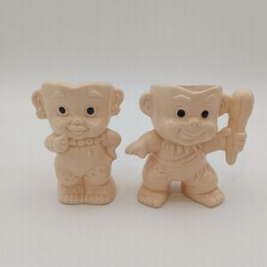 Head Vase Planter Flintstones Bamm Bamm and Pebbles Planters Vtg Cream Holder